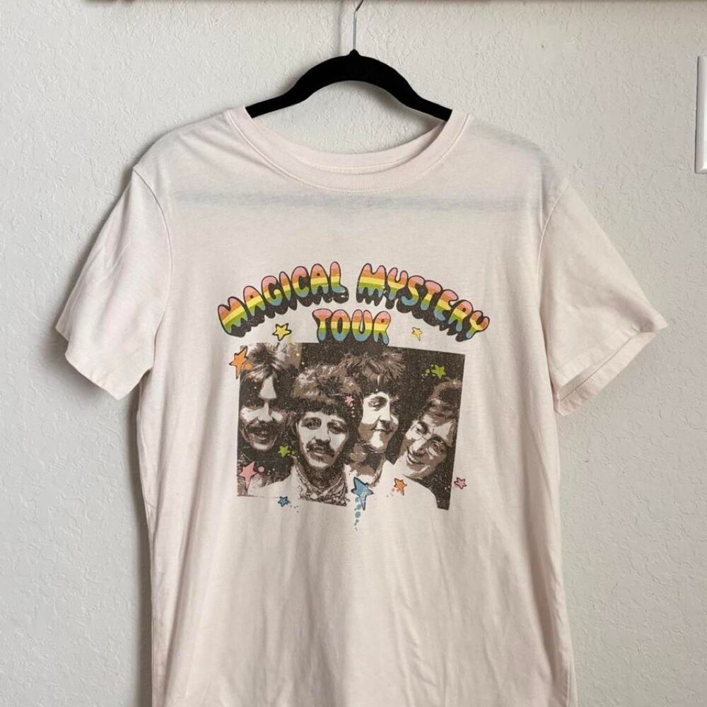 The-beatles Men's White and Cream T-shirt